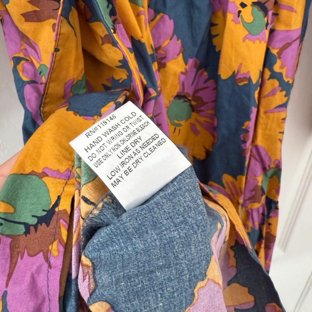 Hudson & Bay Floral Print Mini Dress Long Sleeve Square Neck Casual Boho Funky - Picture 10 of 10